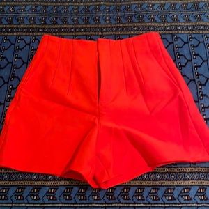 Zara pleated high waisted red/orange shorts
